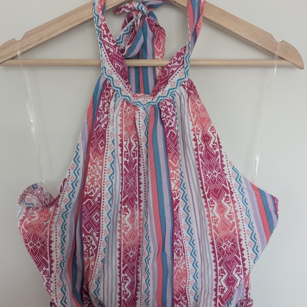 NEW Savanna Jane Women's Plus Size 1X Boho Jumpsuit Playsuit Colorful Halter - Picture 3 of 12